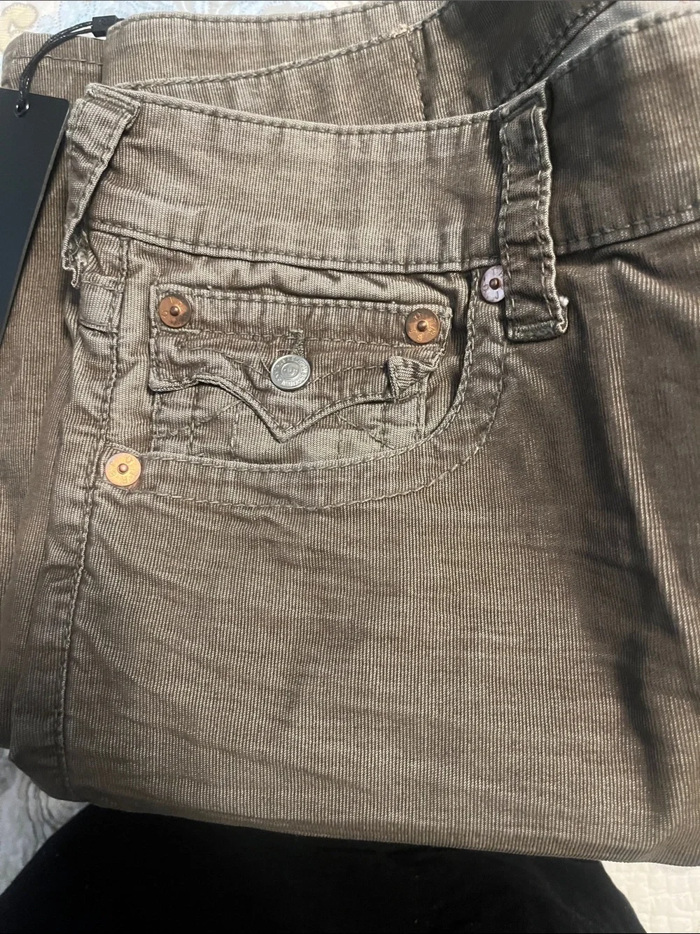True Religion Men’s Olive Brown Slim Straight Jeans